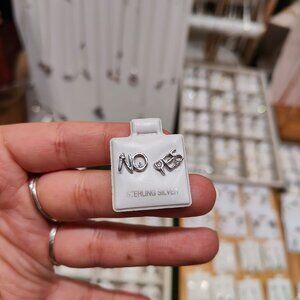 925 Sterling Silver 'Yes No' Simple Stud Earrings